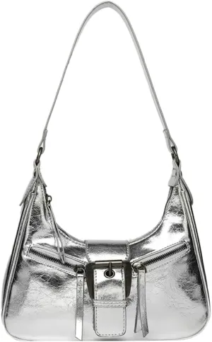 Women's Y2k Purse Vintage Vegan Leatehr Shoulder Crossbody Bag Top Handle Handbags Buckle Punk Clutch Satchel