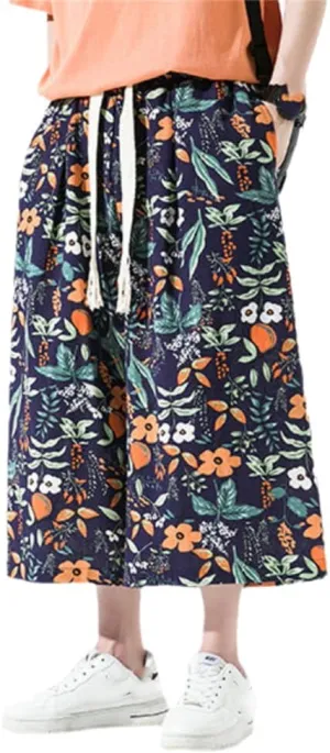 Xingfenly Summer Men' Casual Print Baggy Pants Men Chinese Style Harem Male Hip Hop Streewear Wide Leg Trousers