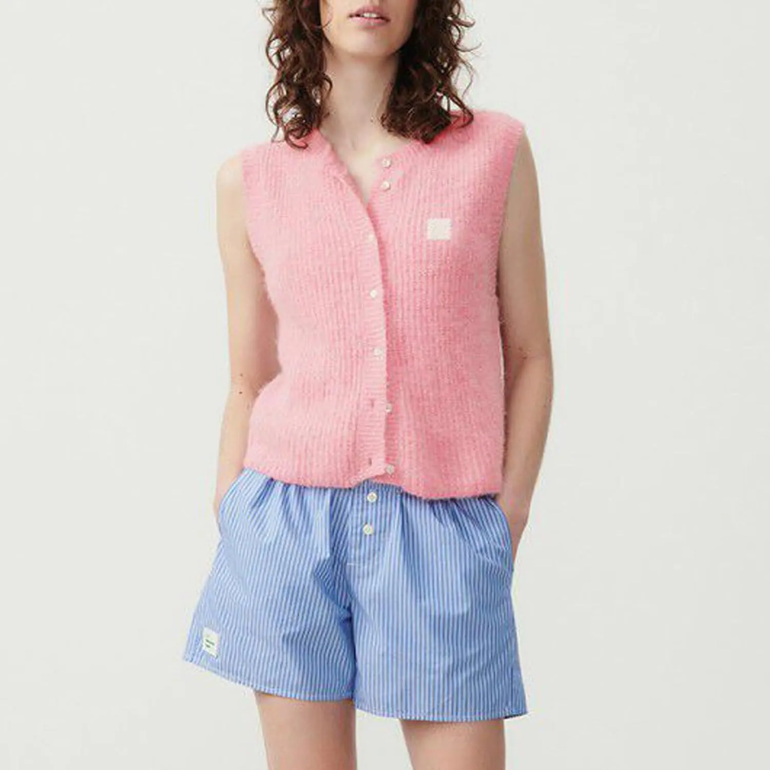 Y2k Girls Summer Knitted Vest Women Knitted Sweater Vest Sleeveless Button Down Ribbed Knit Cardigan Tank Top