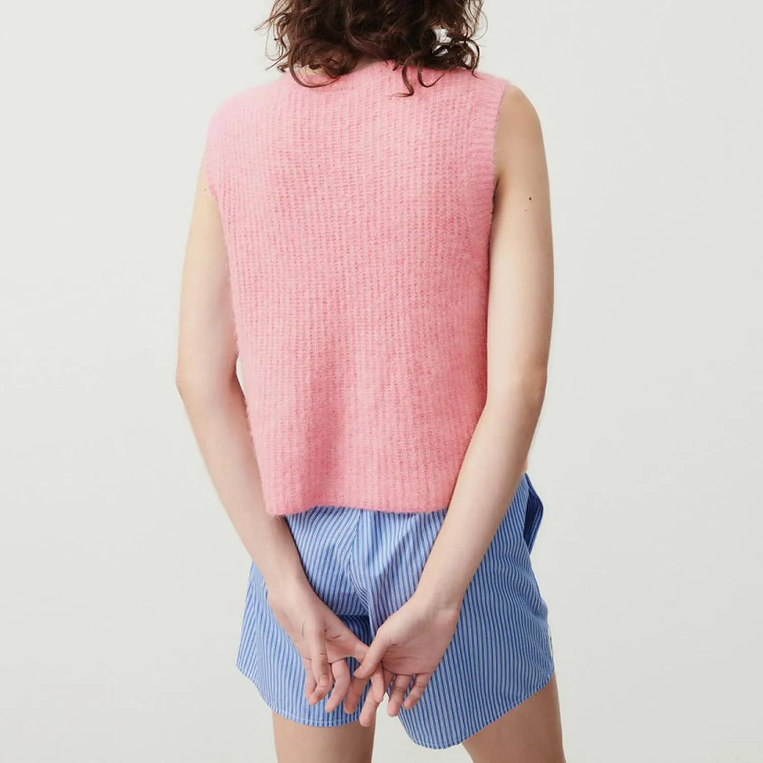 Y2k Girls Summer Knitted Vest Women Knitted Sweater Vest Sleeveless Button Down Ribbed Knit Cardigan Tank Top